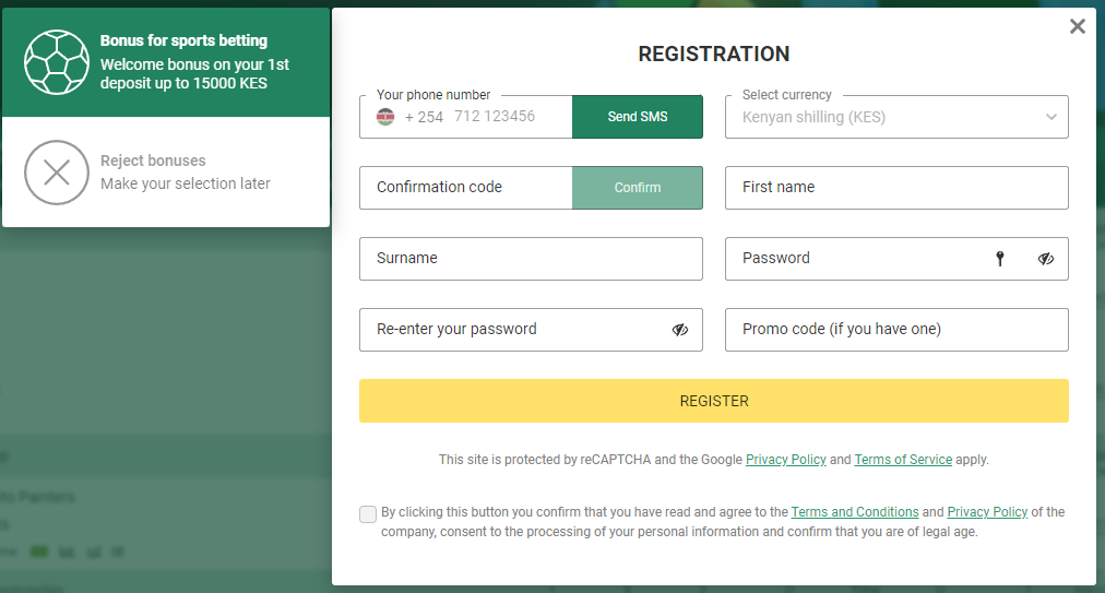 Betwinner registration